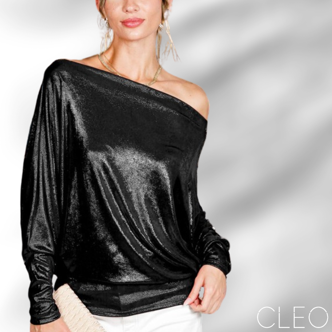 Blusa negra metálica