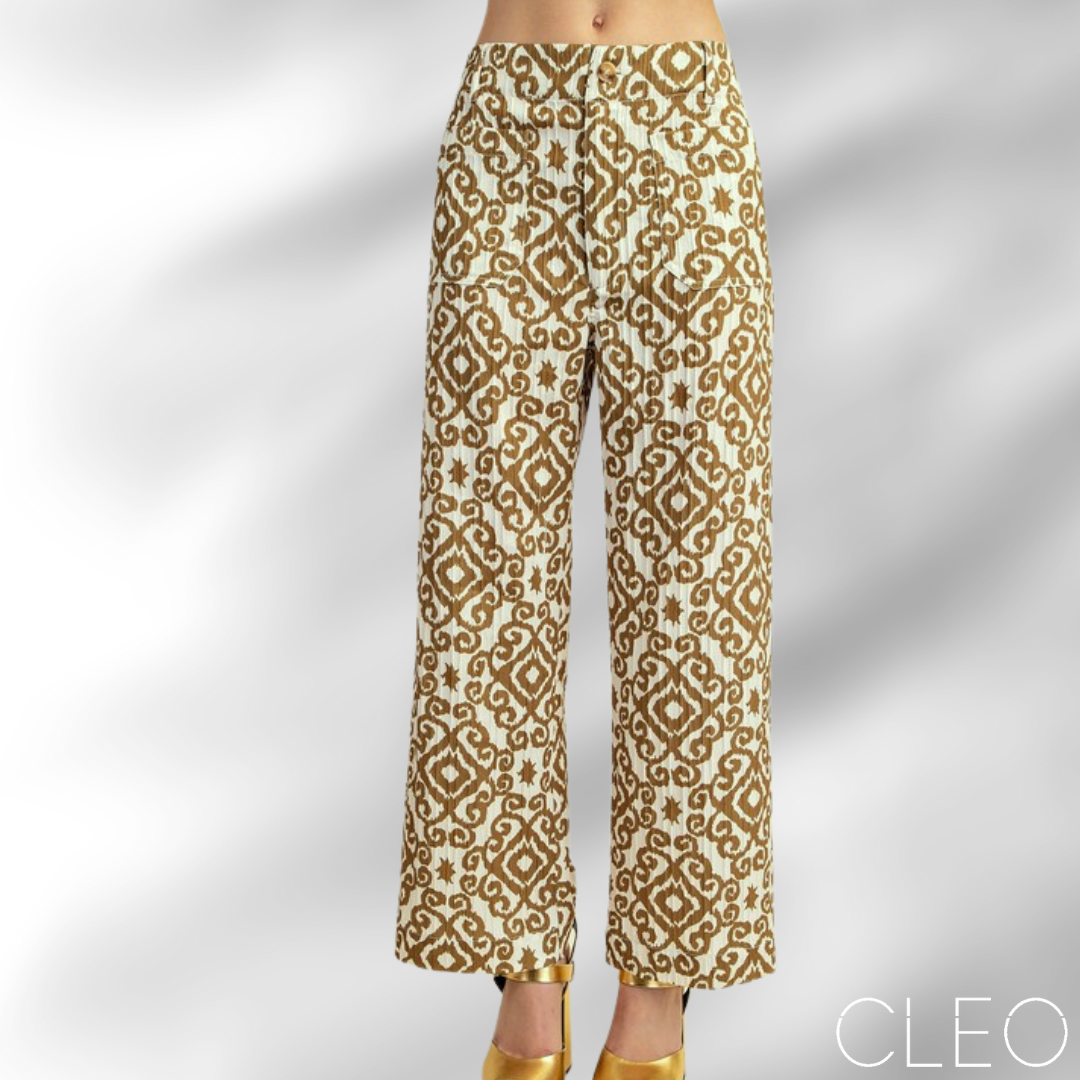 Pantalón blanco y mostaza oscuro