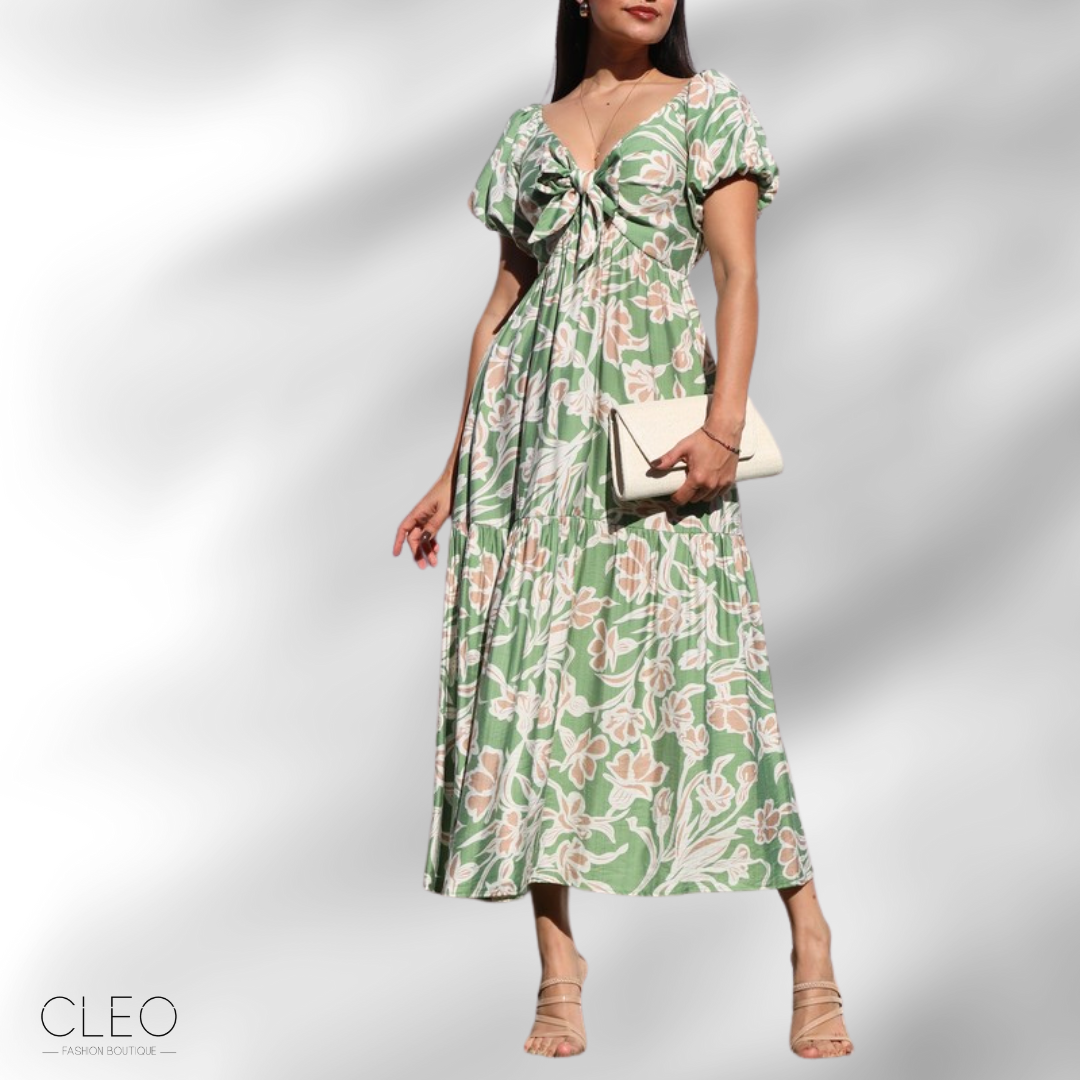 Vestido verde claro estampado