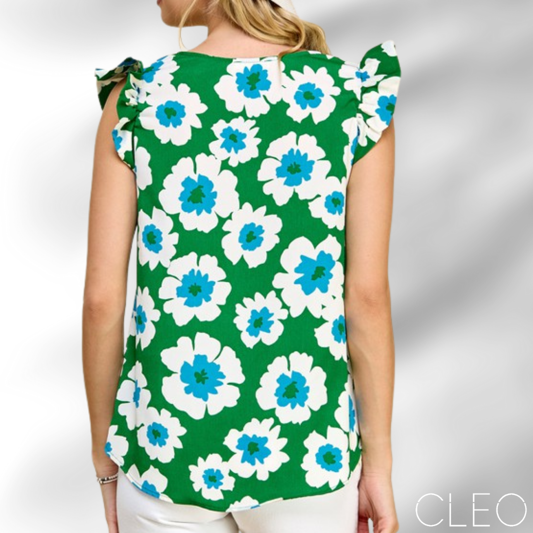 Blusa verde estampada