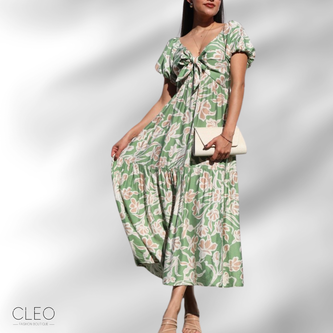 Vestido verde claro estampado