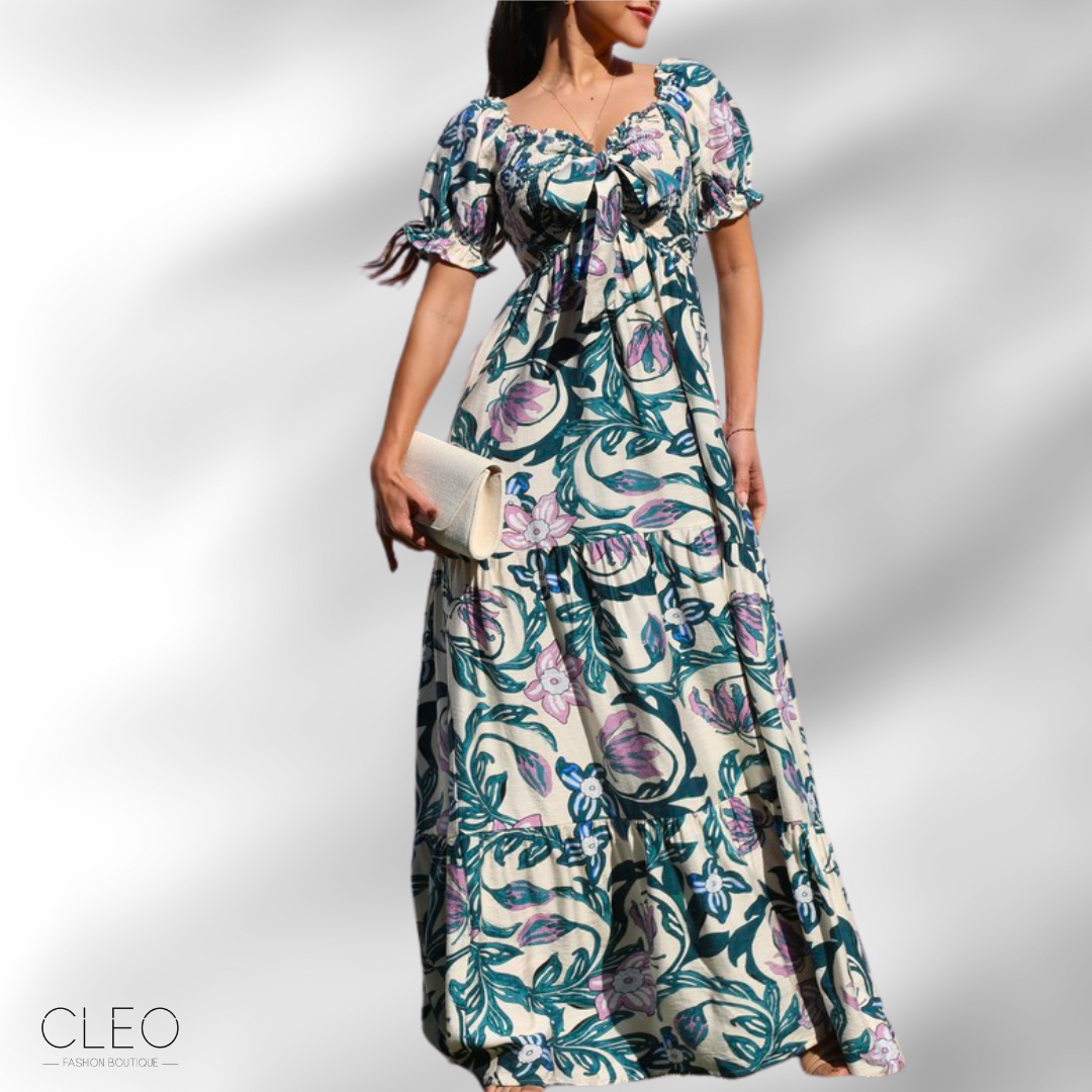 Vestido estampado verde y blanco