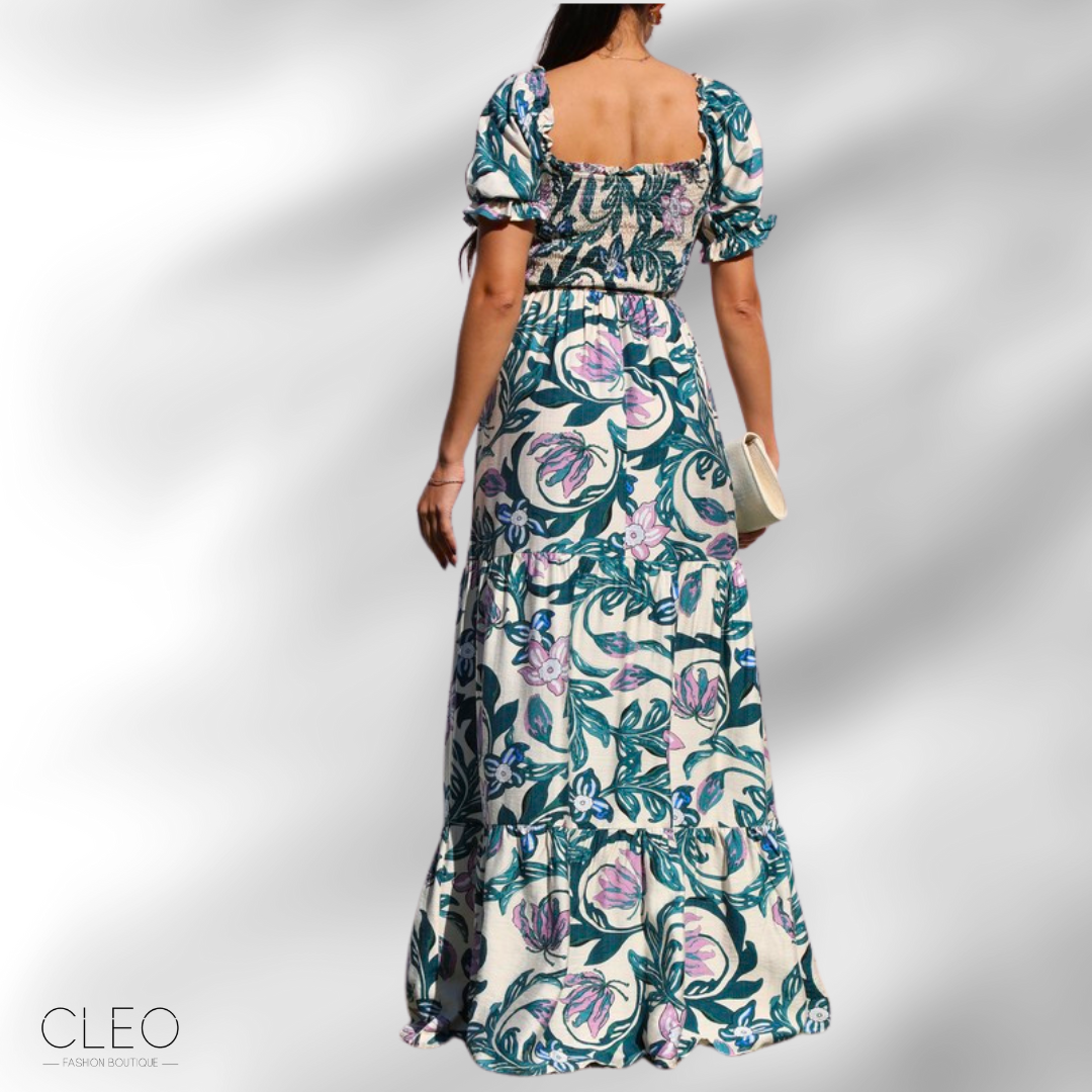 Vestido estampado verde y blanco