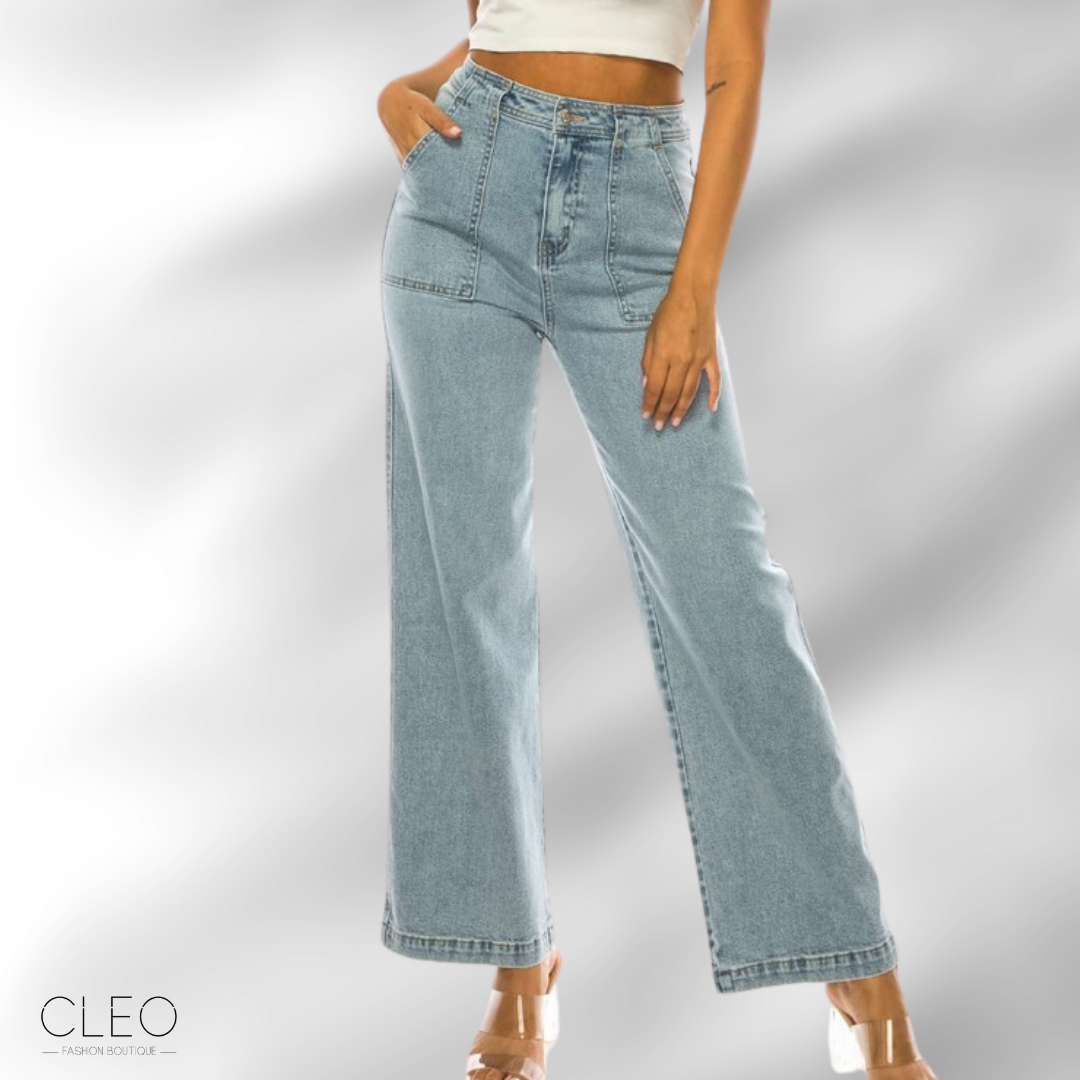 Jeans celeste wide leg