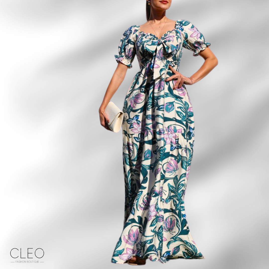 Vestido estampado verde y blanco