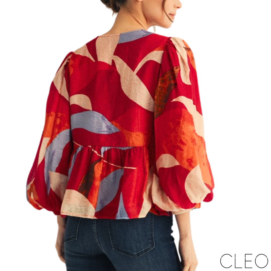 Blusa roja estampada