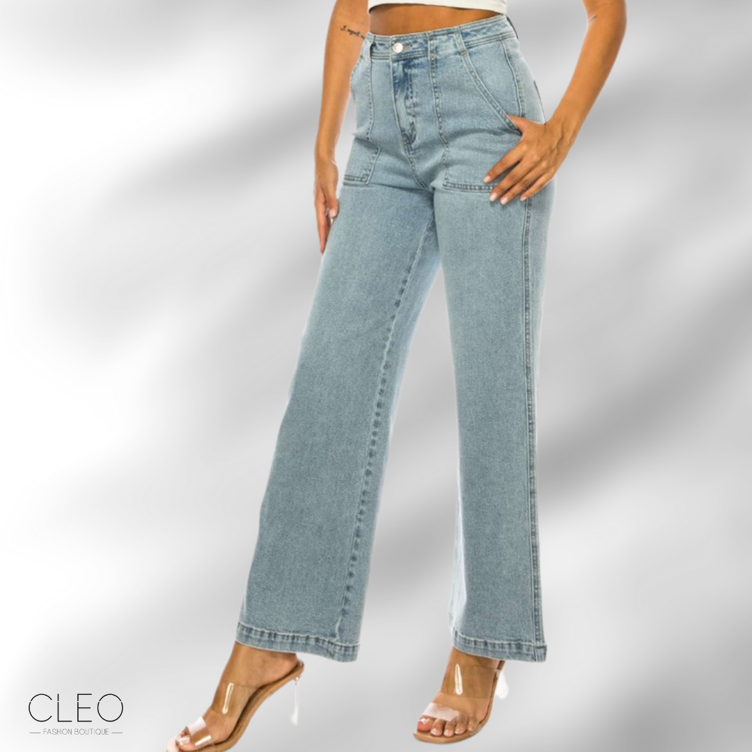 Jeans celeste wide leg