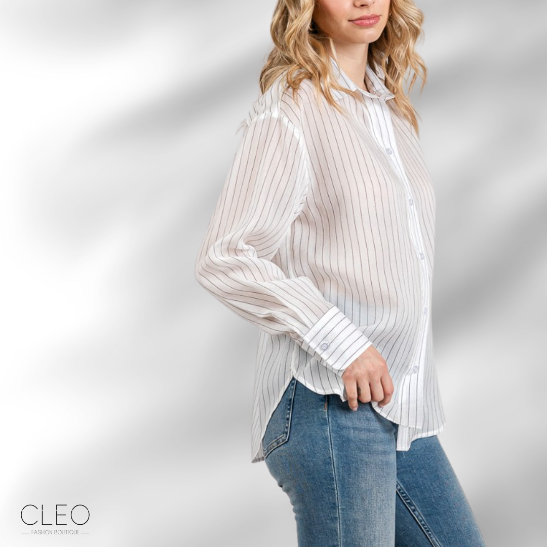 Blusa blanca de rayas