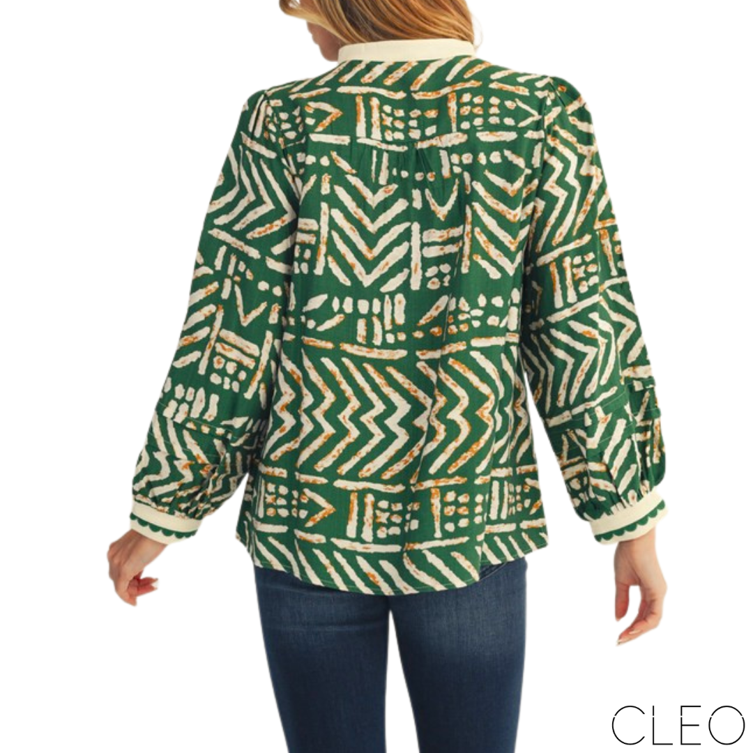 Blusa verde estampada