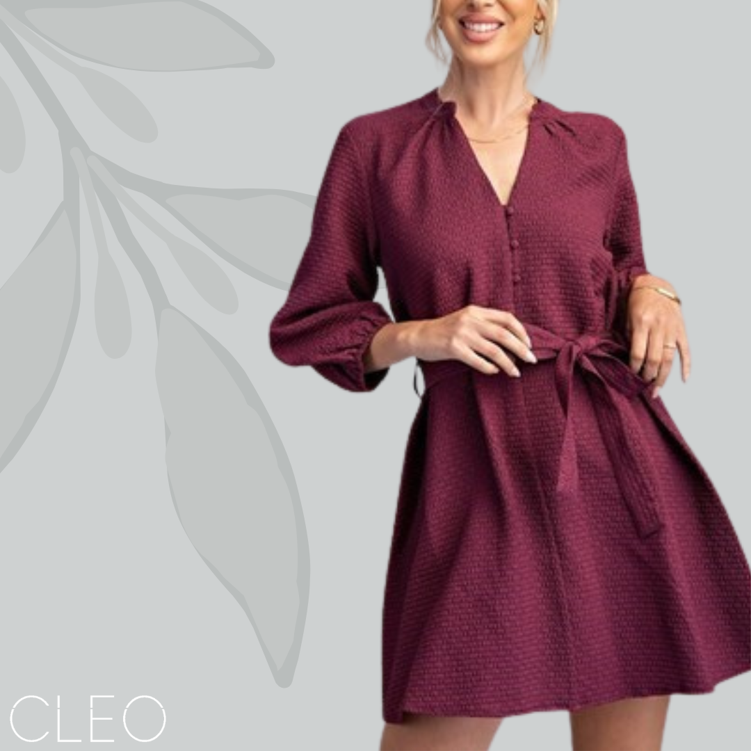 Vestido corto ciruela