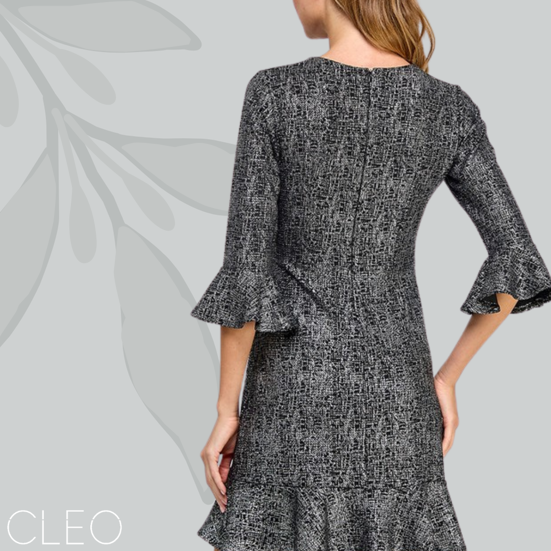 Vestido corto negro y plateado