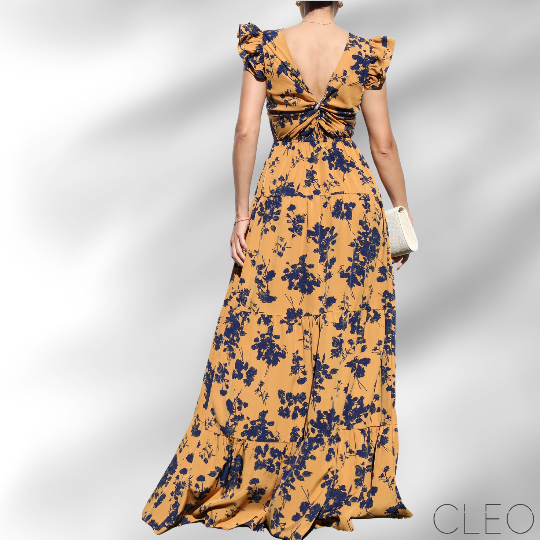Vestido maxi camel