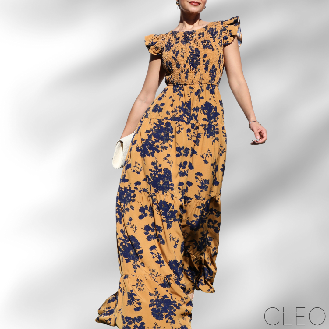 Vestido maxi camel