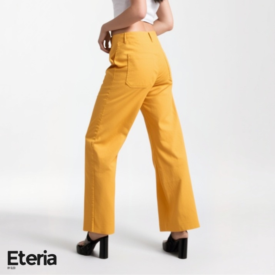 Pantalón amarillo wide leg