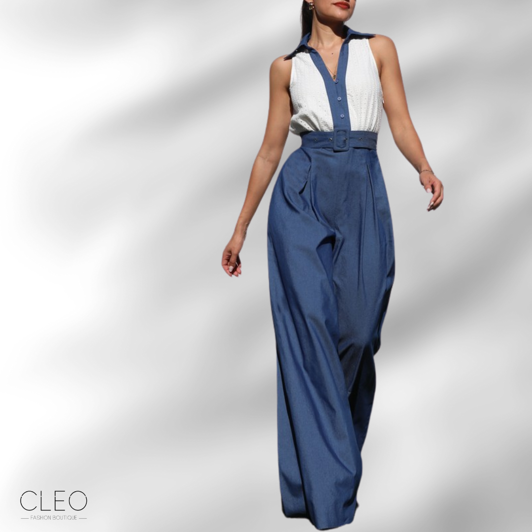 Jumpsuit blanco y denim