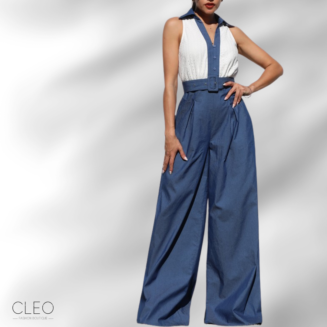 Jumpsuit blanco y denim