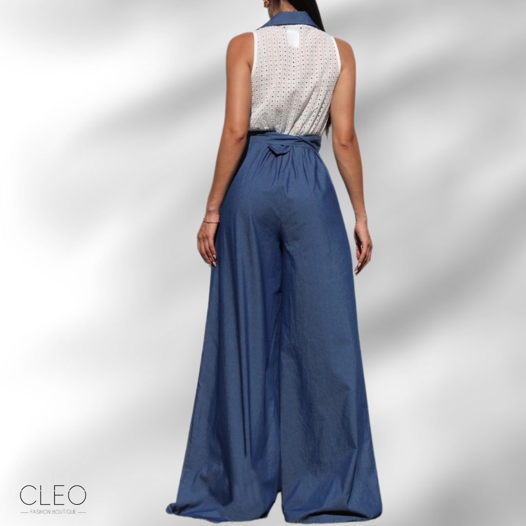Jumpsuit blanco y denim