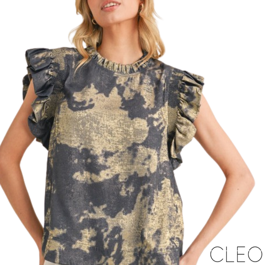 Blusa azul denim y dorada