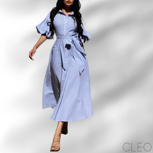 Vestido midi de rayas
