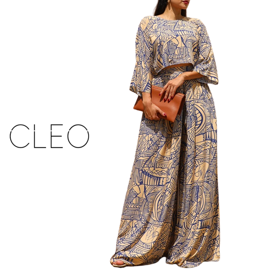 Conjunto nude y azul