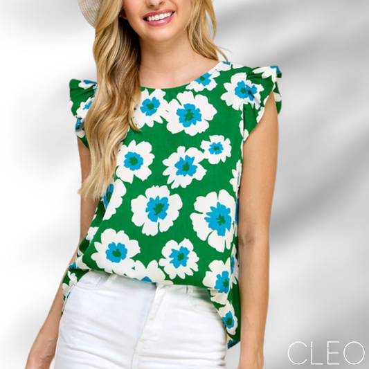 Blusa verde estampada