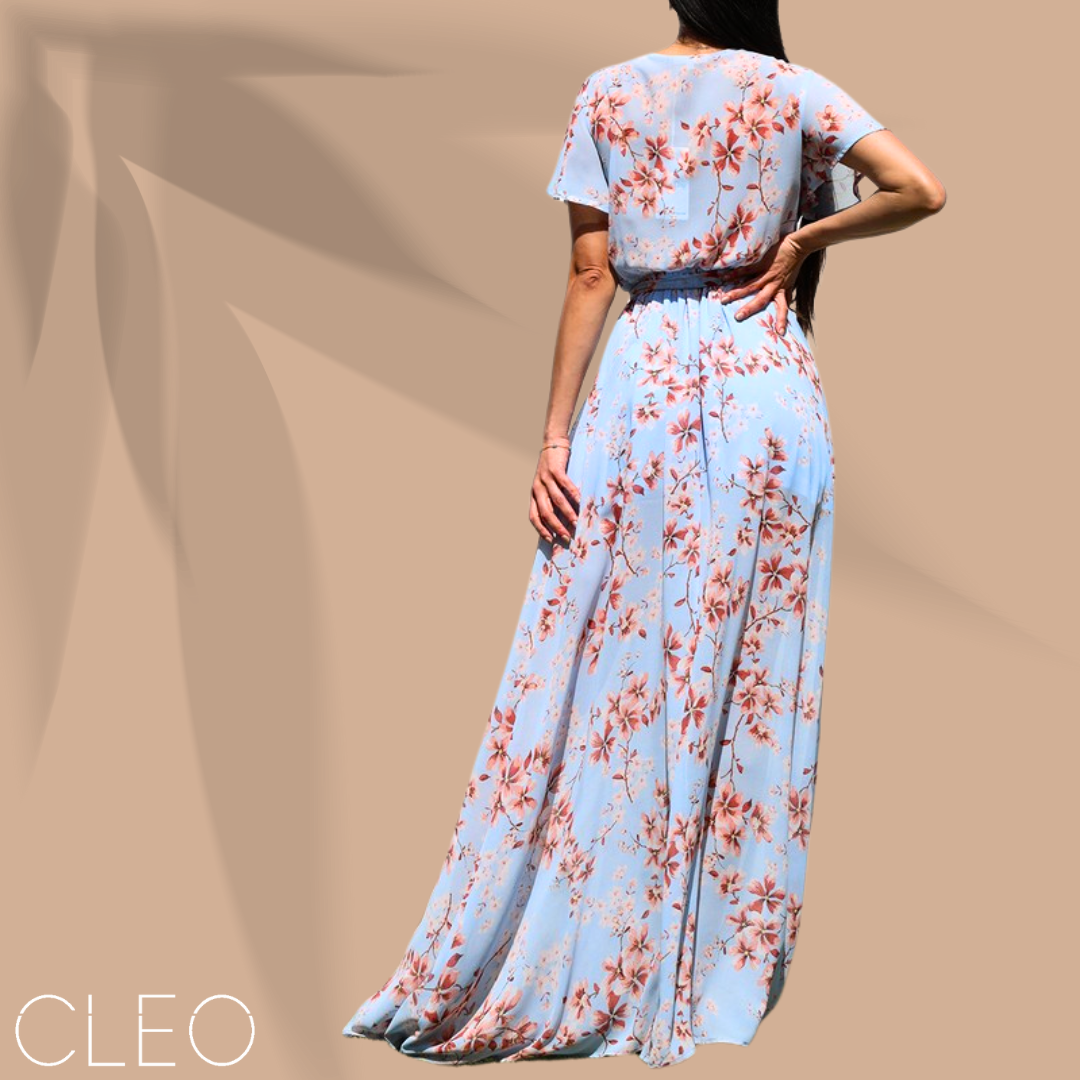 Vestido maxi celeste