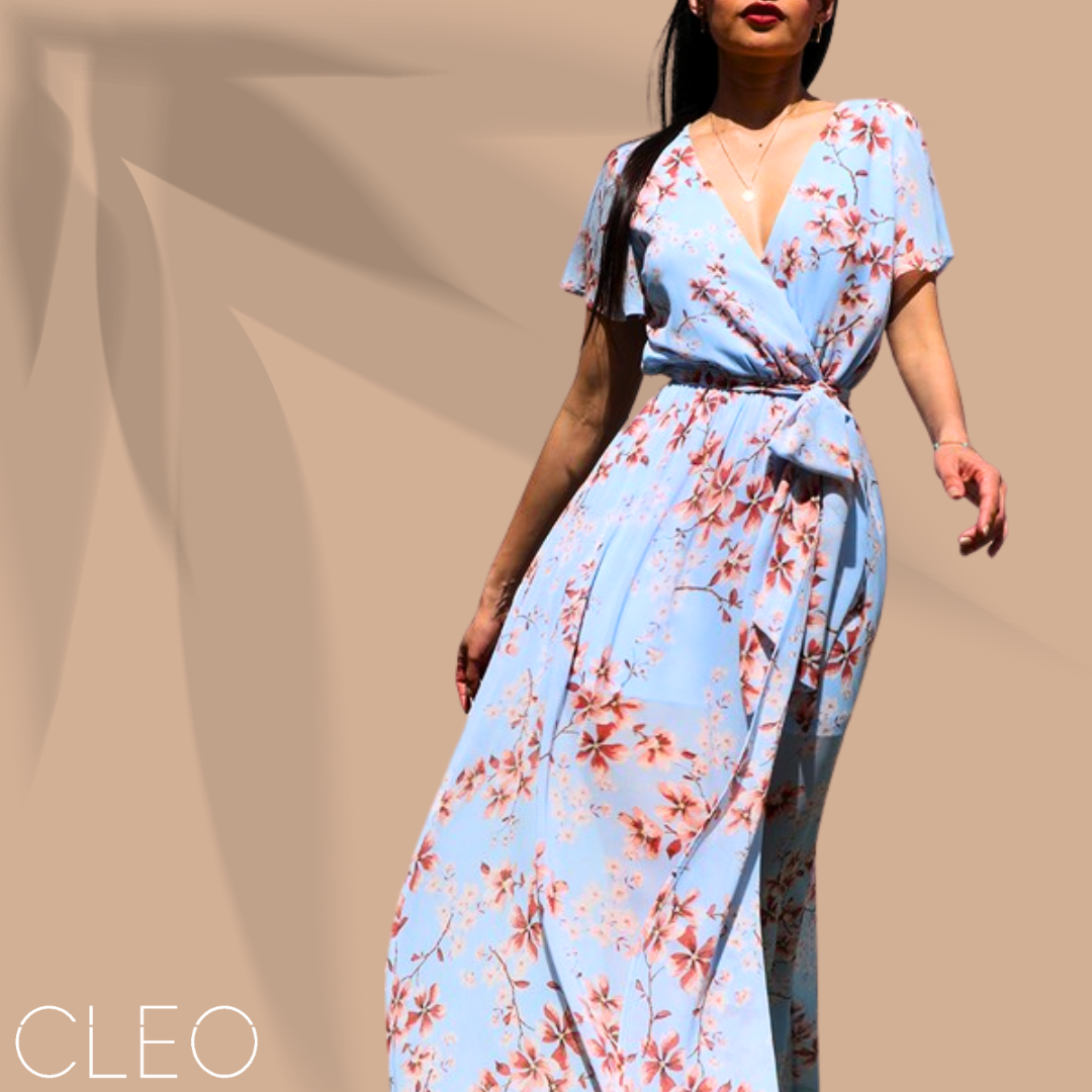 Vestido maxi celeste