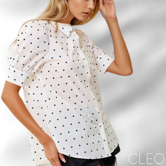 Blusa camisera de puntos