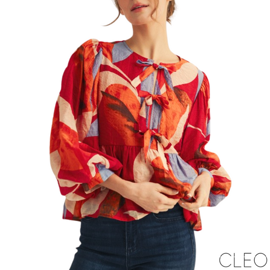 Blusa roja estampada