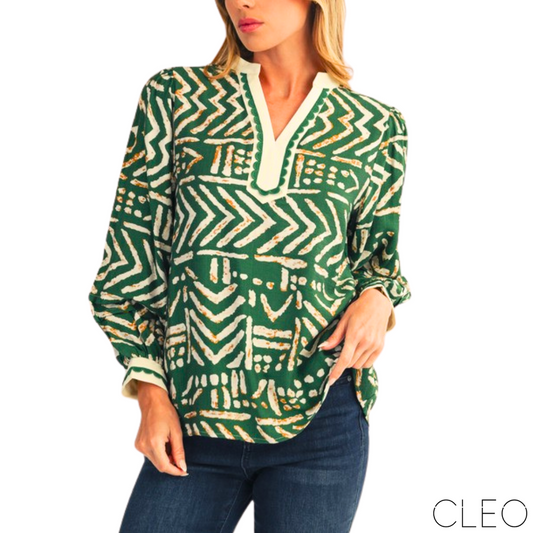 Blusa verde estampada