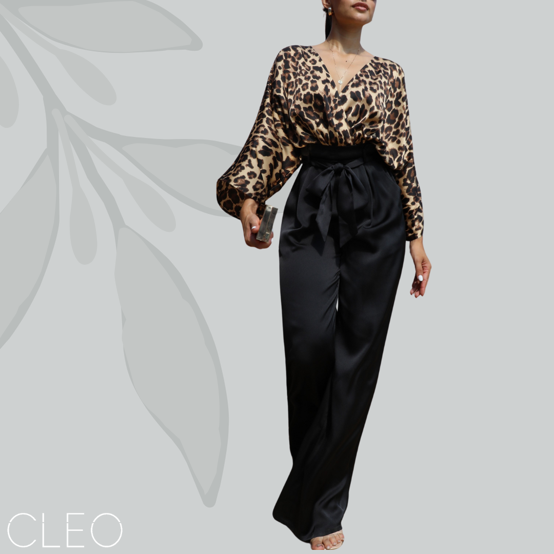 Jumpsuit negro y animal print