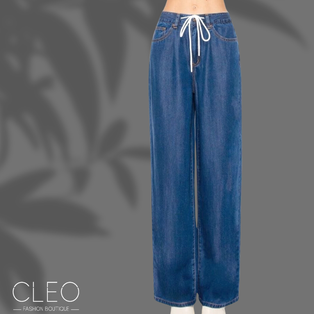 jean azul medio wide leg