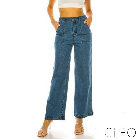 Jeans azul medio wide leg