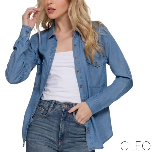 Blusa camisera de denim