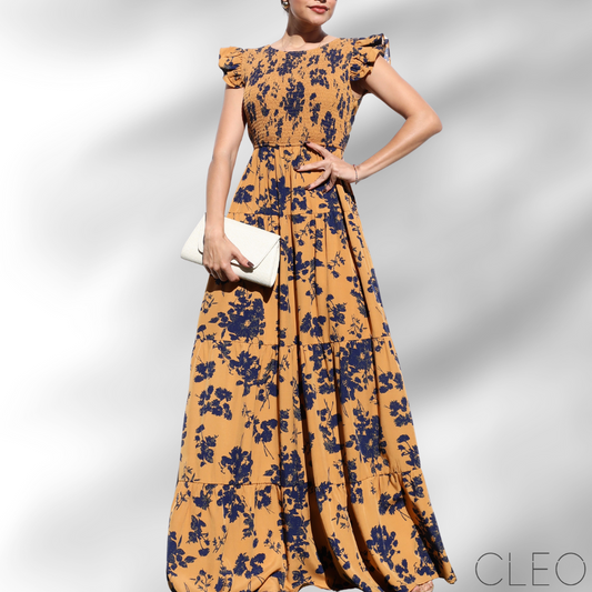 Vestido maxi camel
