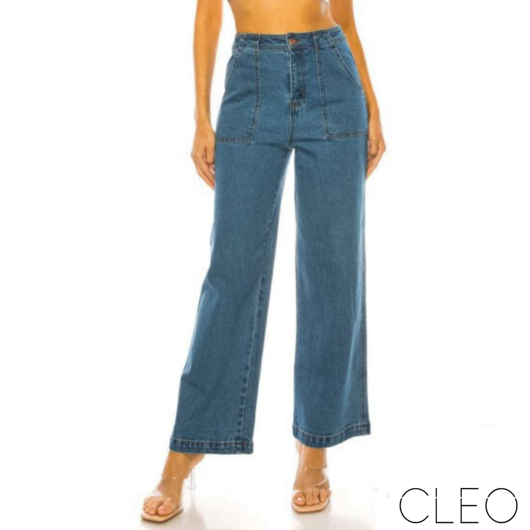 Jeans azul medio wide leg