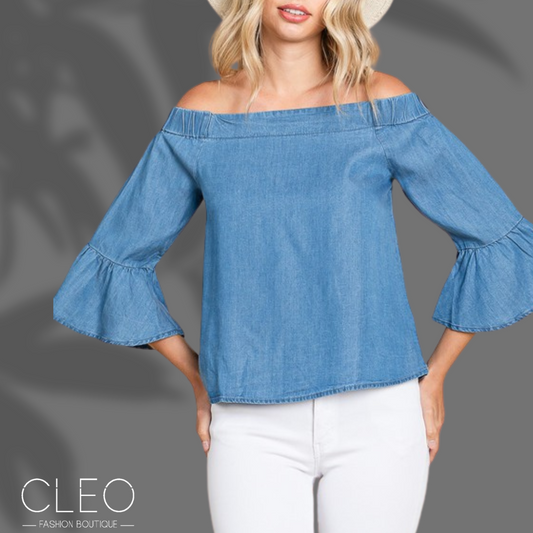 Blusa de denim celeste