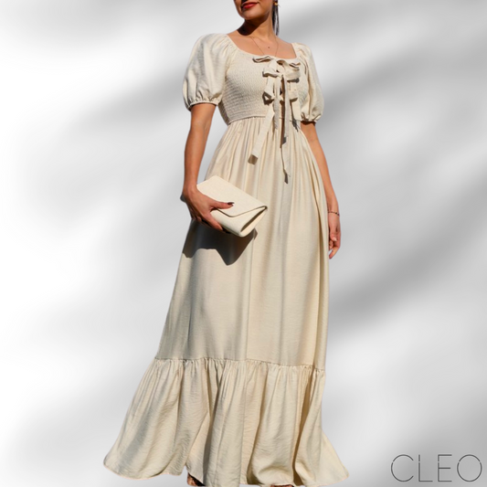 Vestido maxi nude