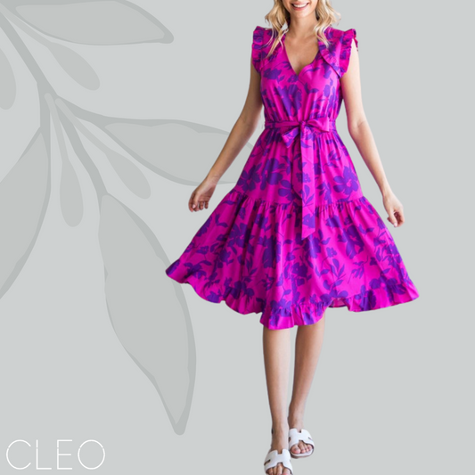 Vestido magenta estampado