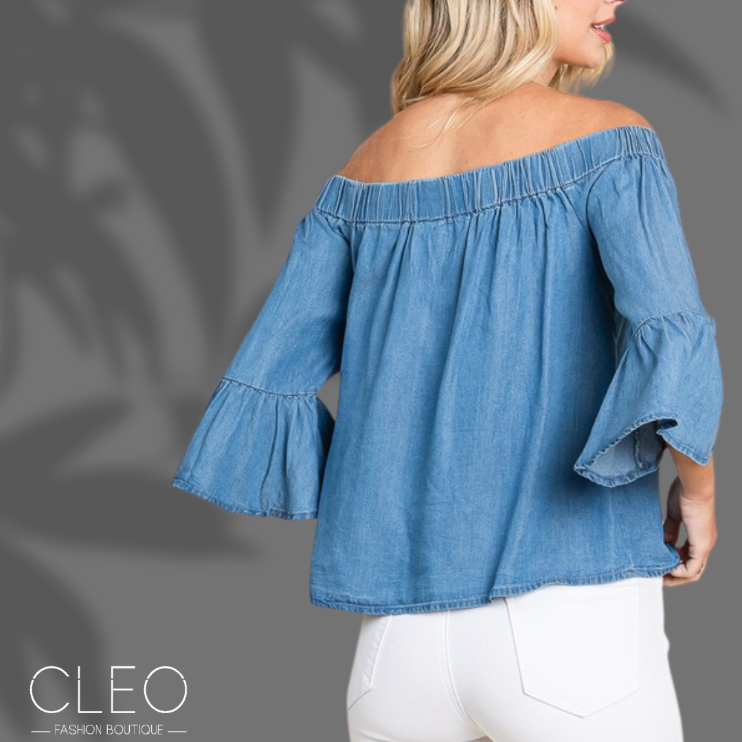 Blusa de denim celeste