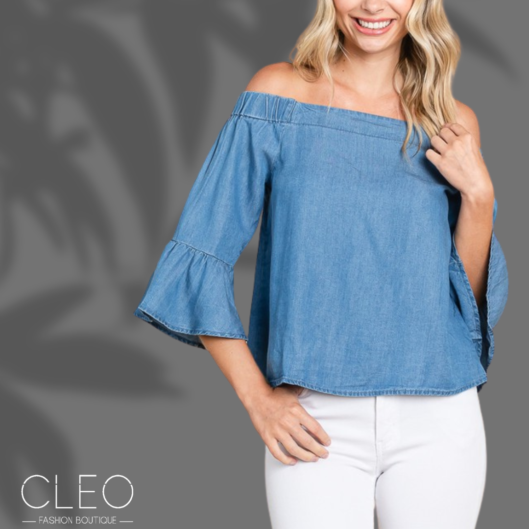 Blusa de denim celeste