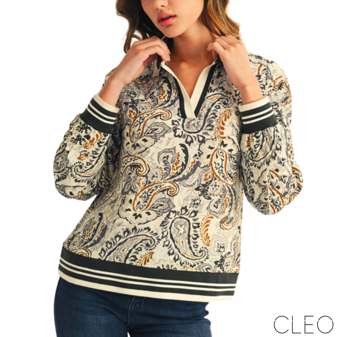 Blusa gris estampada